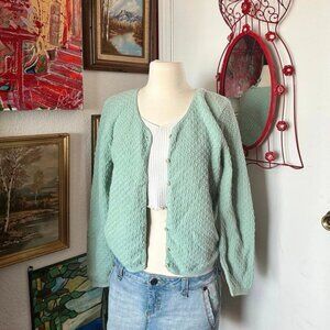 bentley green knit button up cardigan